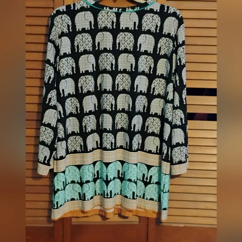 Ruby Rd Black and White Elephant Print Tunic. Boho Style. Size XL - Picture 8 of 10
